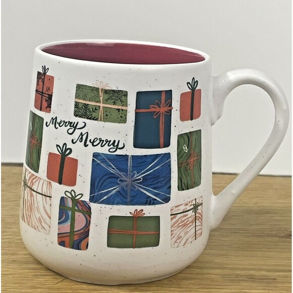 Etta Vee Jessica Raulet Merry Christmas Holiday Presents Gifts Red Inside Mug - Picture 1 of 9